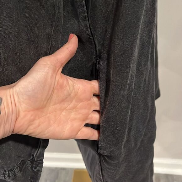 ZARA Embroidered Black Button-Up Shirt Dress XS-M $100 - Picture 7 of 11